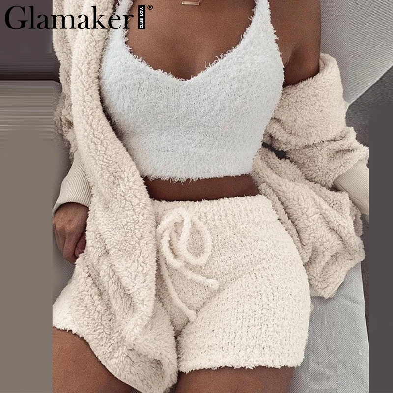 Вязаный комплект Glamaker из двух предметов короткий комбинезон Женский Осенний