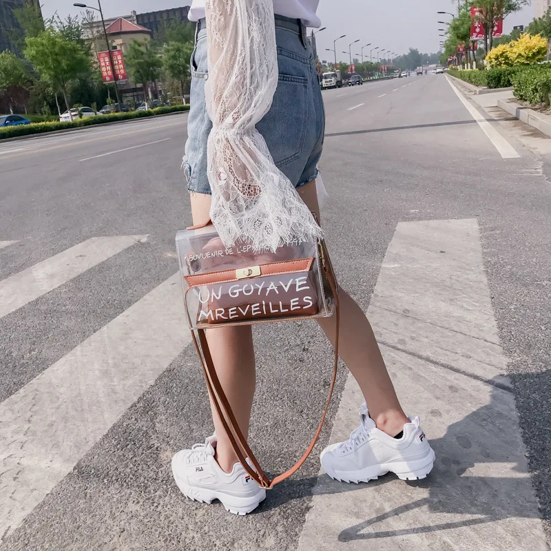 

2019 new JIULIN Korean version of PVC transparent letters portable fairy shoulder bag