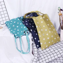 Женская Студенческая хлопковая льняная модная сумка-тоут через плечо, Эко сумка для покупок, Большая вместительная холщовая сумочка, сумка для покупок