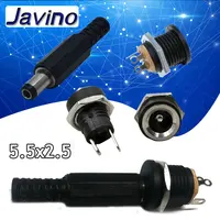 10PCS DC Power Connector pin 2.5x5.5 มม.ปลั๊กแจ็ค + ปลั๊กแจ็คซ็อกเก็ตอะแดปเตอร์ PCB Mount DIY อะแดปเตอร์ 5.5x2.5 1