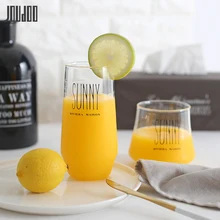 JOUDOO креативная Однослойная стеклянная взрывающаяся Солнечная Высокая чашка с молочным соком алфавитная чашка для завтрака 35