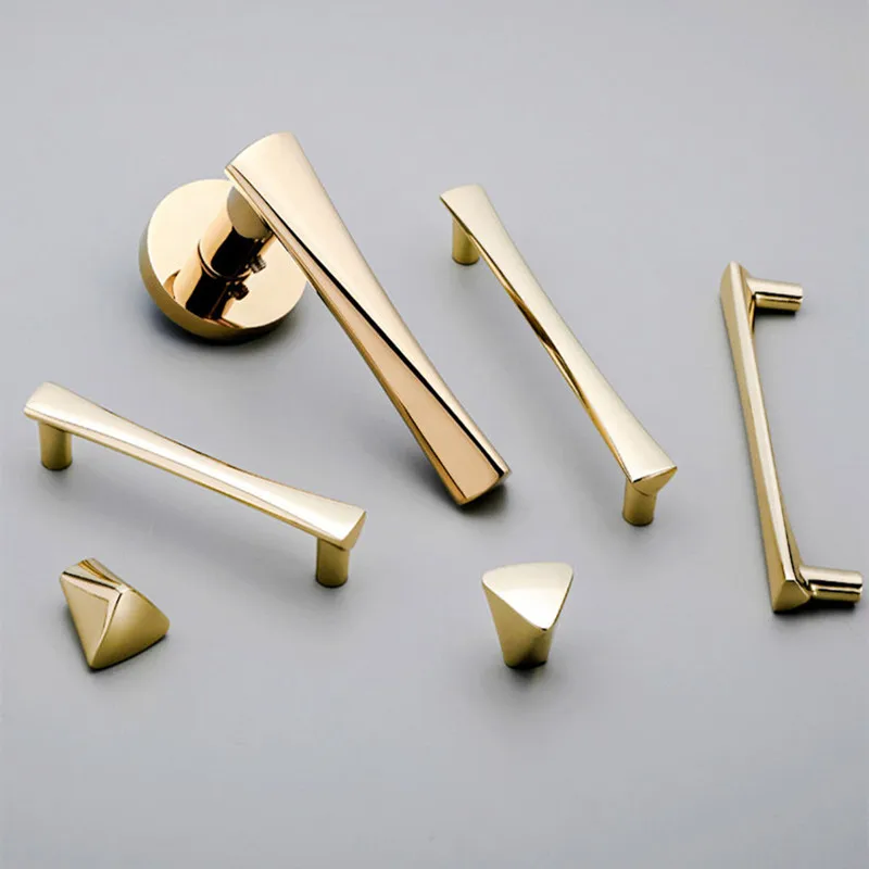 Modern American Style Cabinet Door Handle Minimalist Golden Alloy Diamond Pattern Wardrobe Handles Hole Drawer Pulls | Обустройство