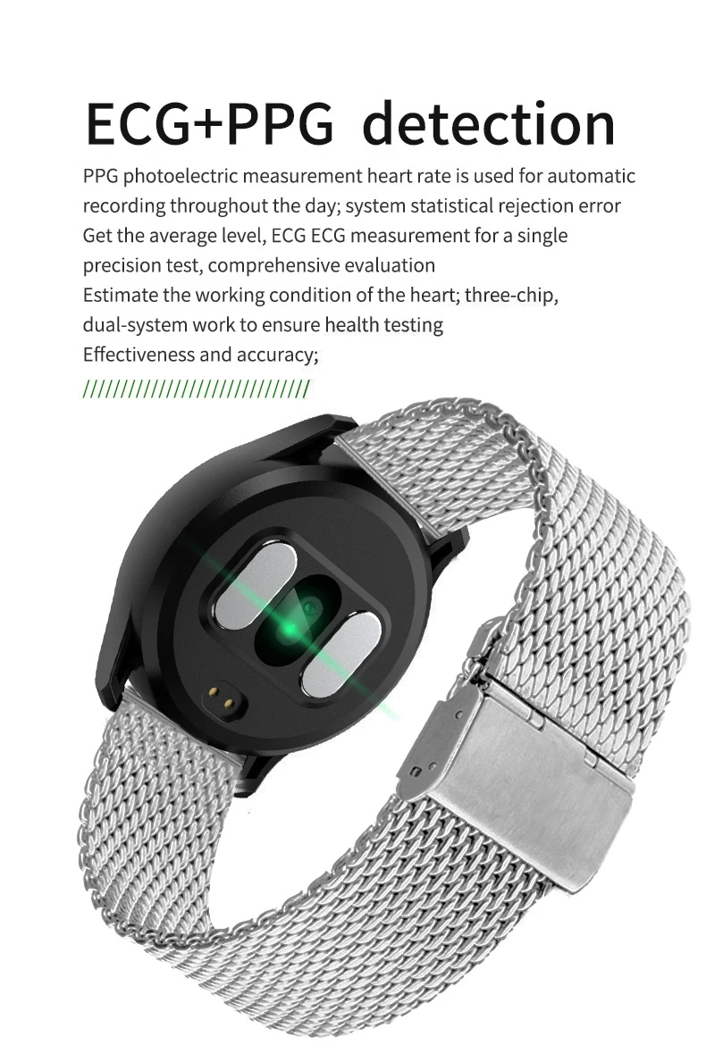 Смарт-часы ELFTEAR Z03 для мужчин и женщин ЭКГ+ PPG мониторинг сердечного ритма в реальном времени IP68 Водонепроницаемые Mlti-спортивные режимы для IOS Andriod
