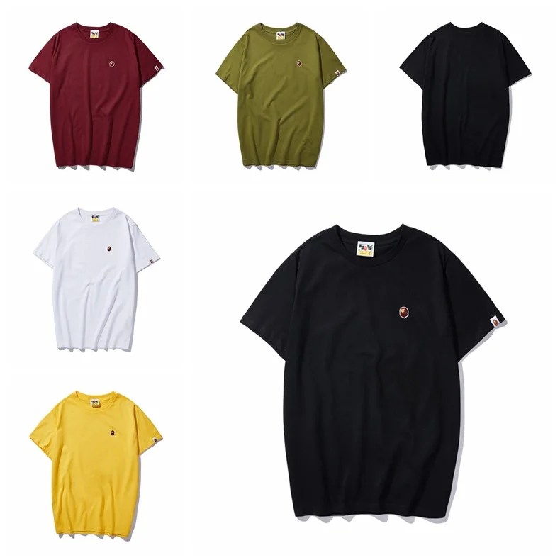 

New Style Solid Color Embroidered Cartoon Cotton T-shirt Teenager Casual Crew Neck Short Sleeve
