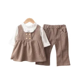 Roupas listradas de primavera para bebês, traje com camiseta e calças 3 tamanhos