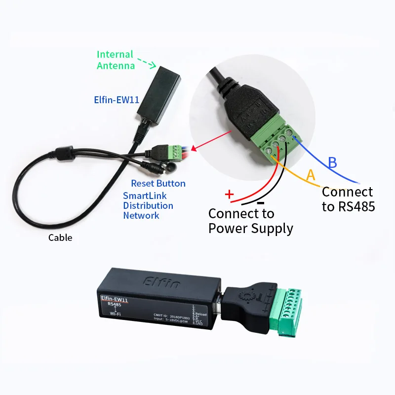 Elfin-EW11 последовательный порт TCP RS485 WiFi устройство Серверный модуль IP Telnet Modbus протокол TCP передача данных через WiFi