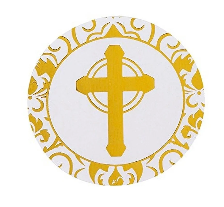 500-Count Gold and Silve Foil Cross Stickers-Religious Stickers-Round Labels 1inch Christening Envelope Seals stationery sticker