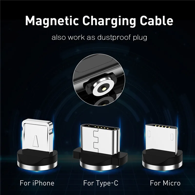 USLION металлический корпус светодиодный магнитный кабель usb type C для samsung Micro USB кабель для Xiaomi для iPhone 11 Магнитная вилка Быстрая зарядка