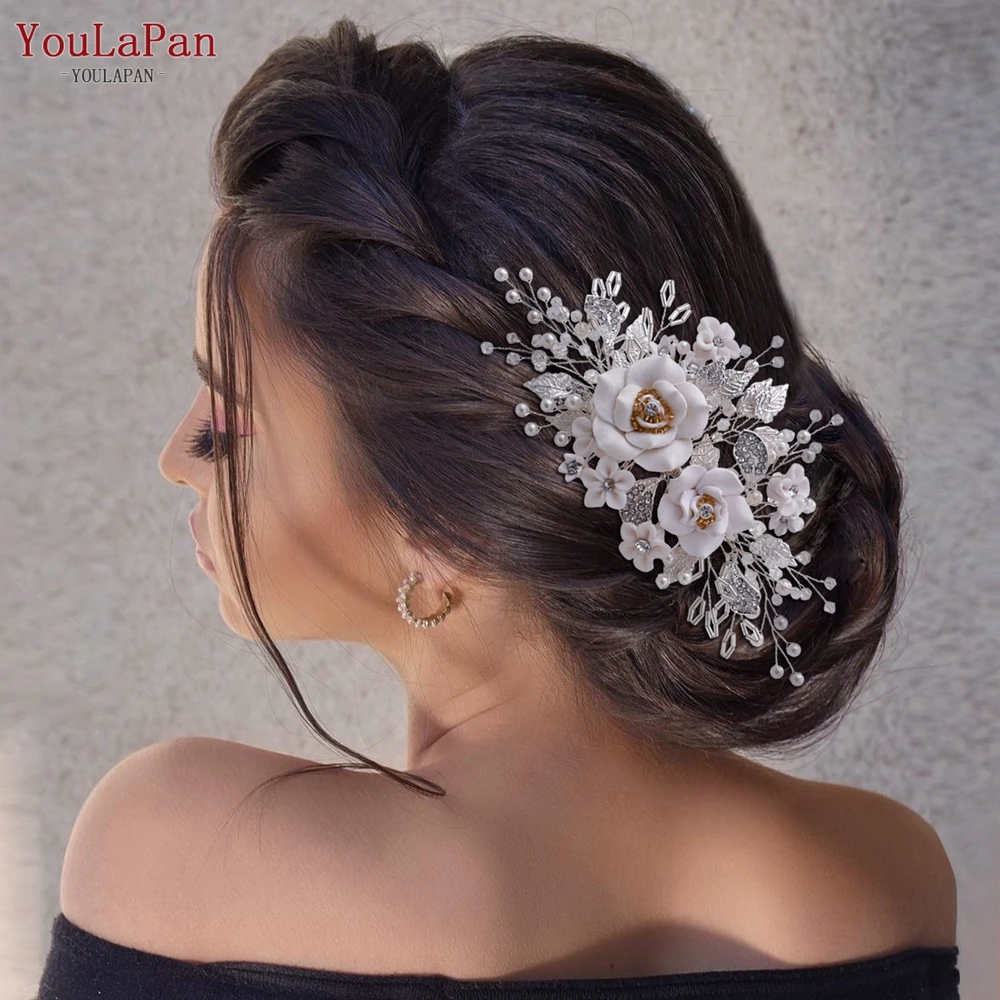 

TOPQUEEN HP320 Wedding Crystal Hair Combs Bridal Hair Tiara Flower Hair Accessories Handmade Women Head Ornaments Headpieces