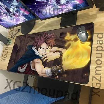 

XGZ Custom Fashion Large Computer Keyboard Desk Mat Black Lock Edge Fairy Tail Fire Dragon Natsu Anime Mouse Pad Rubber Non-slip