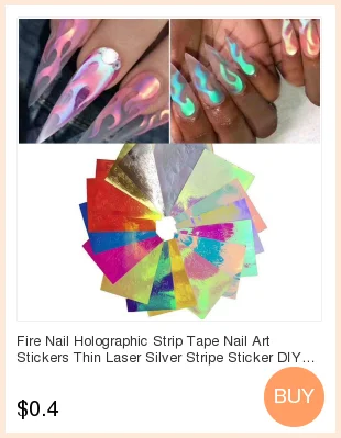 Fire Nail Holographic Strip Tape Nail Art Stickers Thin Laser Silver Stripe Sticker DIY Foil Decal Sticker