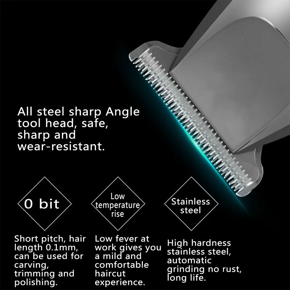 Professional Electric Trimmer Waterproof USB Rechargeable Low Noise Beard Shaver Barber Machine Hair Clipper Grooming Cordless