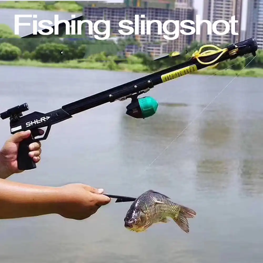 Neptune 9 Semi Automatic Slingshot Hunting Fishing Bow Powerful Catapult Reel Continuous