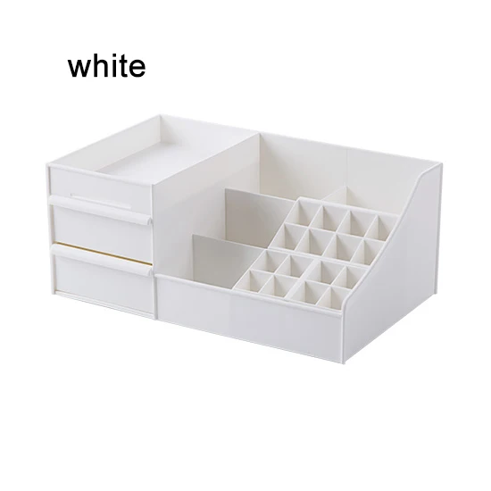 white Пластиковый органайзер для косметики Настольный ящик для хранения гостиная домашний дистанционный контрольный контейнер кейс для косметики контейнер для хранения для офиса ящики - Цвет: white