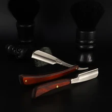 Natural Color Wood Handle Men'S Manual Shaving Straight Razor For Feather Blade