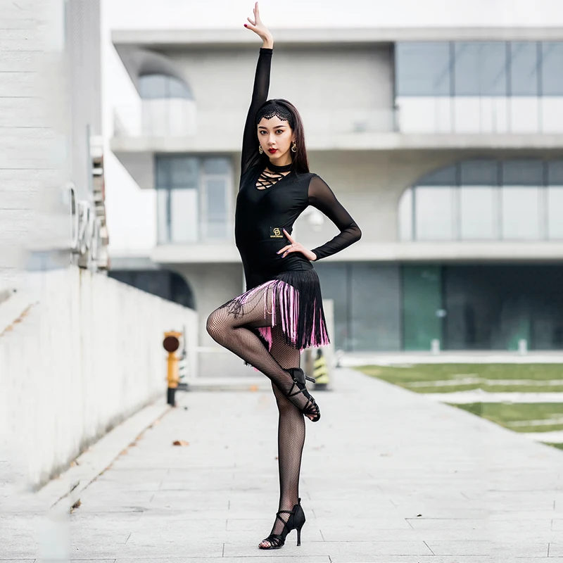 Latin Dress Women Jitterbug Fringe Dress Great Gatsby Dance Outfit Party Dress Stage Show Wear Competition Dance Dresses Black