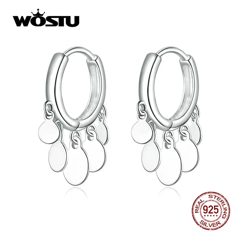 WOSTU 925 пробы серебряные Висячие висячие серьги серебро и золото цвет свадебные серьги для женщин Роскошные ювелирные изделия CQE634