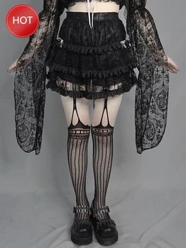 

summer 2020Gothic Lace Mesh Dark Gothic Cross Tulle Skirt Cake Pantskirt Summer Ball Gown Mini jupe femme