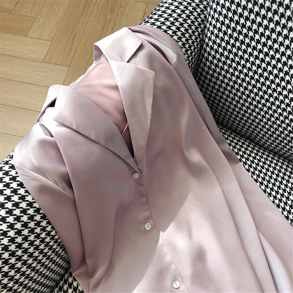 Chiffon Satin Blouse Shirts for Women 2019 Autumn Elegant Black Blouse French Style Sexy V Neck Long Sleeve Blouse Tops H2003 (29)