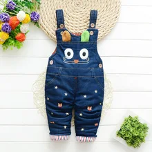 Весна и осень корейской версии отверстие для малышей, для маленьких детей платье на бретелях джинсовые штаны детская одежда