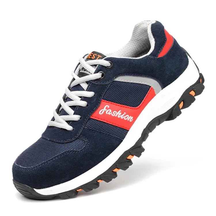 New Men Outdoor Steel Toe Work Safety Shoes fashion breathable lace-up Anti-smashing Construction Protective Sneaker Boots