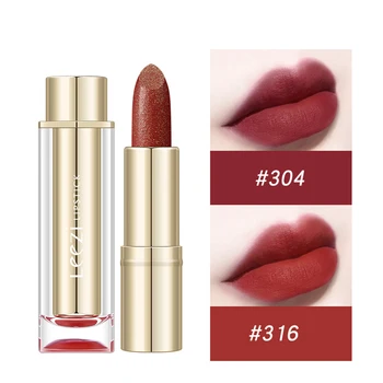 

Lipstick Matte Starry Shining Makeup Velvet Brown Gold Powder Small Diamonds Sexy Waterproof Pigment Transparent Moisturizer New