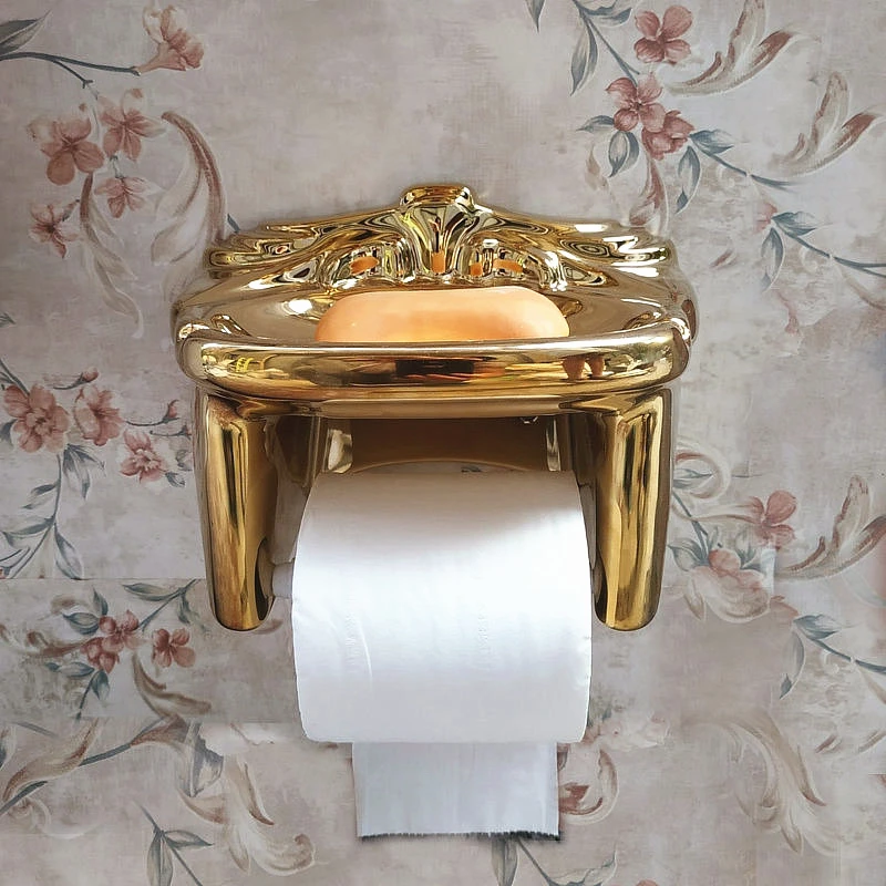MAEBOW Louxiou фарфоровый Золотой набор аксессуаров для ванной комнаты, Полка для полотенец, щетка для унитаза, набор аксессуаров для ванной комнаты