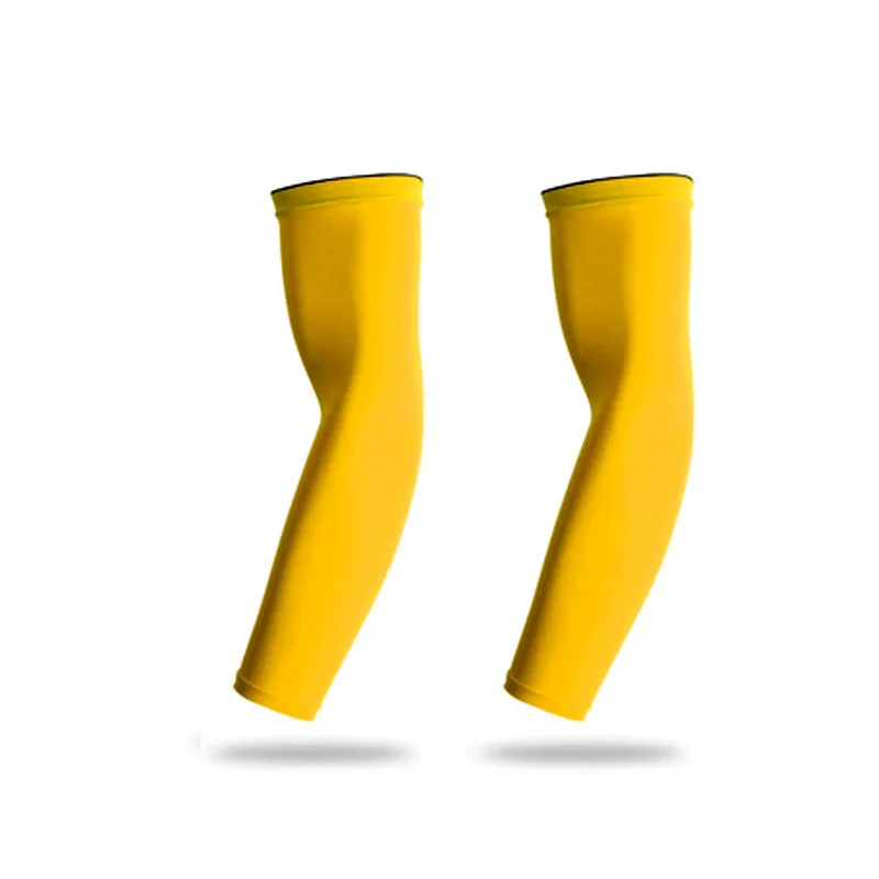 2 Pieces Yellow Спортивные Компрессионные Рукава для баскетбола, велоспорта, гетры для рук, летние, для бега, УФ-защита, волейбольные солнцезащитные ленты - Цвет: 2 Pieces Yellow