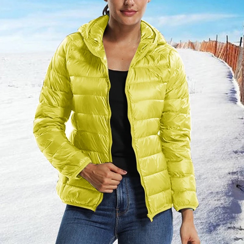 Sfit, повседневный ультра-светильник, белый утиный пух, куртка для женщин, Осень-зима, теплое пальто для девушек, куртки размера плюс, Женская парка с капюшоном - Цвет: yellow