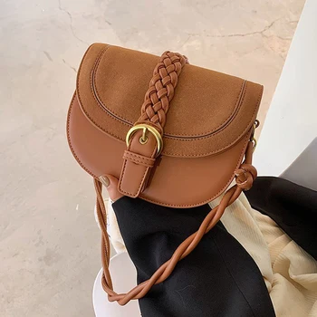 

Small Saddle Shoulder Bags Handbag Women Famous Brand Trend Vintage Scrub PU Leather Purses And Handbags Female Messenger Bag
