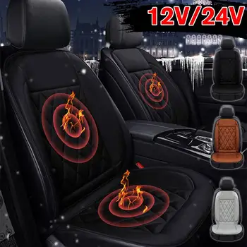 

12/24V Universal Car Auto Front Seat Heated Hot Thickening Cover Cushion Heater Winter Warmer Electric Heating Pad black
