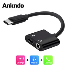 ANKNDO 3в1 usb type C до 3,5 мм Jack адаптер USB-C конвертер type-C Быстрая Зарядка адаптер AUX аудио Музыка кабель для наушников