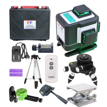 

Kaitian 16 Lines 4D Laser Level Electronic Automatic Horizontal&Vertical Super Powerful Remote Control Green Level Lasers Tripod