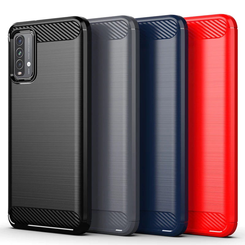 For Xiaomi Redmi Note 9 4g Case Shockproof Bumper Soft Rubber Carbon Fiber Back Cover Redmi Note