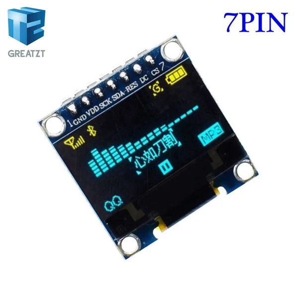 0.96 7PIN yellowblue 0,96 дюймов IIC Серийный желтый синий OLED дисплей модуль 128X64 IEC SSD1306 12864 плата с ЖК-экраном GND VCC SCL SDA 0,9" для Arduino - Цвет: 0.96 7PIN yellowblue