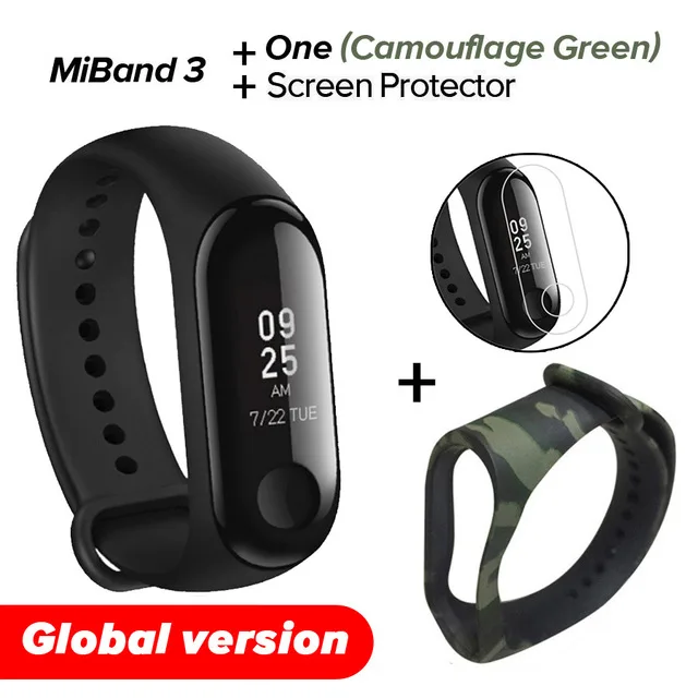 Xiao mi Band 3 mi band 3 фитнес-трекер пульсометр 0,78 ''OLED дисплей Bluetooth 4,2 для Android IOS - Цвет: Gb Cam Green N Film