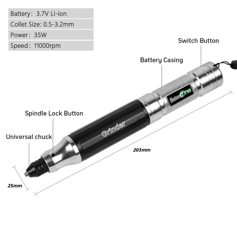 Cordless Rechargeable Engraving and Drilling Pen with DIY Cutting Capability