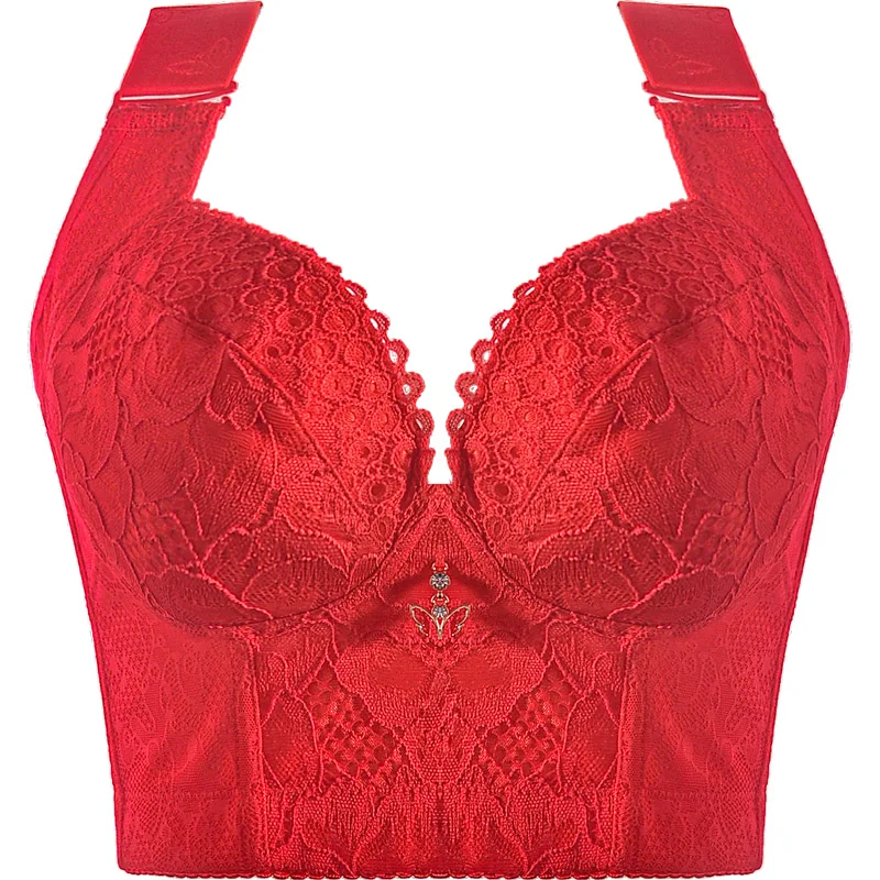 Non-padded lace bustier - Dark red - Ladies