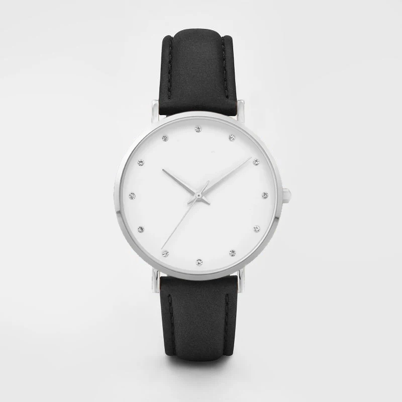 Новые модные роскошные женские часы с кристаллами, женские повседневные кожаные кварцевые часы, Relojes Mujer Montre Femme Zegarek Damski Horloges - Цвет: silver black