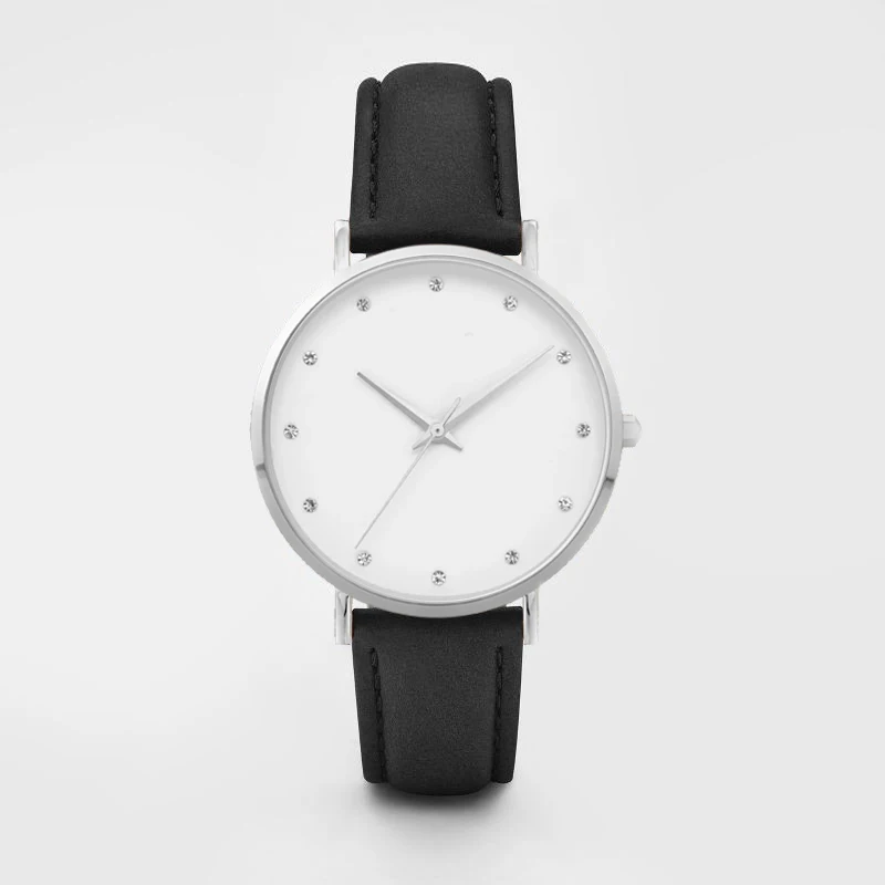 silver black Новые модные роскошные женские часы с кристаллами, женские повседневные кожаные кварцевые часы, Relojes Mujer Montre Femme Zegarek Damski Horloges - Цвет: silver black