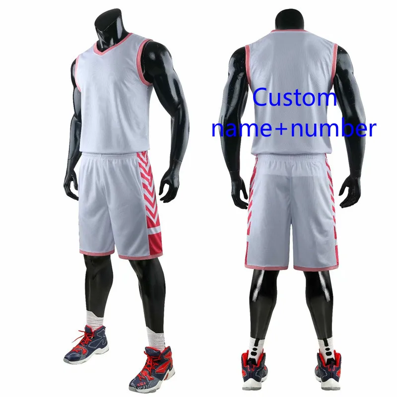Мужские баскетбольные майки колледжа, комплекты спортивной одежды для детей, комплекты дышащей тренировочной баскетбольной формы - Цвет: Custom name number
