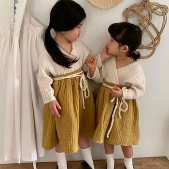 

2020 Spring Korean Japan Style Baby Girl Princess Dress Toddler Girl Casual Linen Dress Baby Girl Clothes Kids Party Dresses