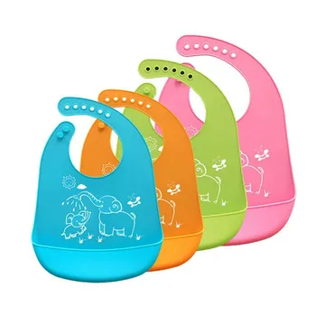 

Cartoon Prints Kids Silicon Baby Bibs Children's summer Adjustable Waterproof Bib Baby Feeding Tools Boy Girl Bibs apron