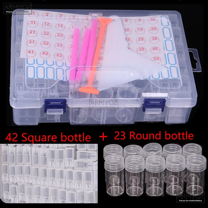 

65 PCS Diamond Painting Tools Beads Container Rhinestone Diamond Embroidery Stone Storage Accessory Mosaic Convenience Box