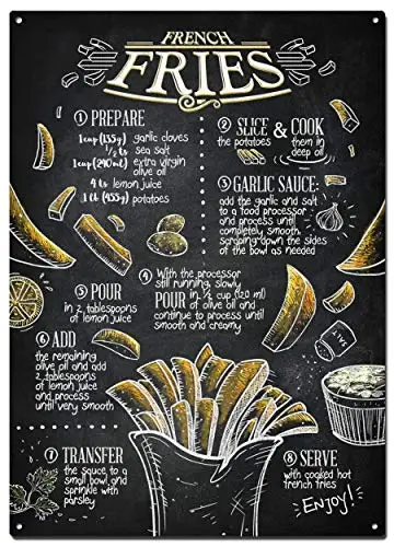 

Fries Metal Tin Signs, Classic Foodie Cuisine Colorfast Posters, Decorative Signs Wall Art Home Decor - 8X12 Inch (20X30 cm)