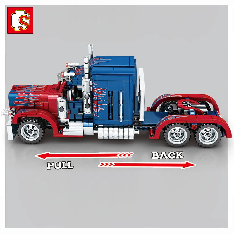 MOC Back Force Movie Peterbilt 389 Optimus Prime супер гоночные автозапчасти Чемпион строительные блоки наборы игрушки в комплекте