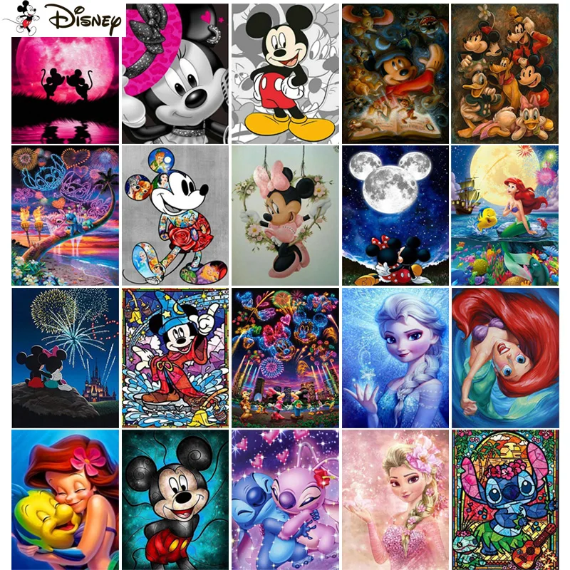 Disney Diamond Painting Cross Stitch Pattern 5D Diamond Embroidery "Cartoon Princess Mickey Mouse Mermaid" Home Decor DIY Art diamond painting diamond painting accessories