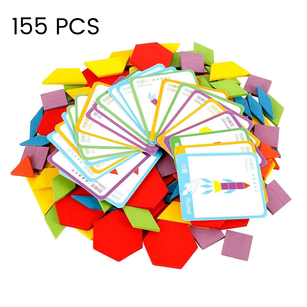 

Wooden Jigsaw Puzzle Geometric Shape Tangram Wooden Colorful Puzzle Children blocks jigsaw Puzzle Educational Developing Toys