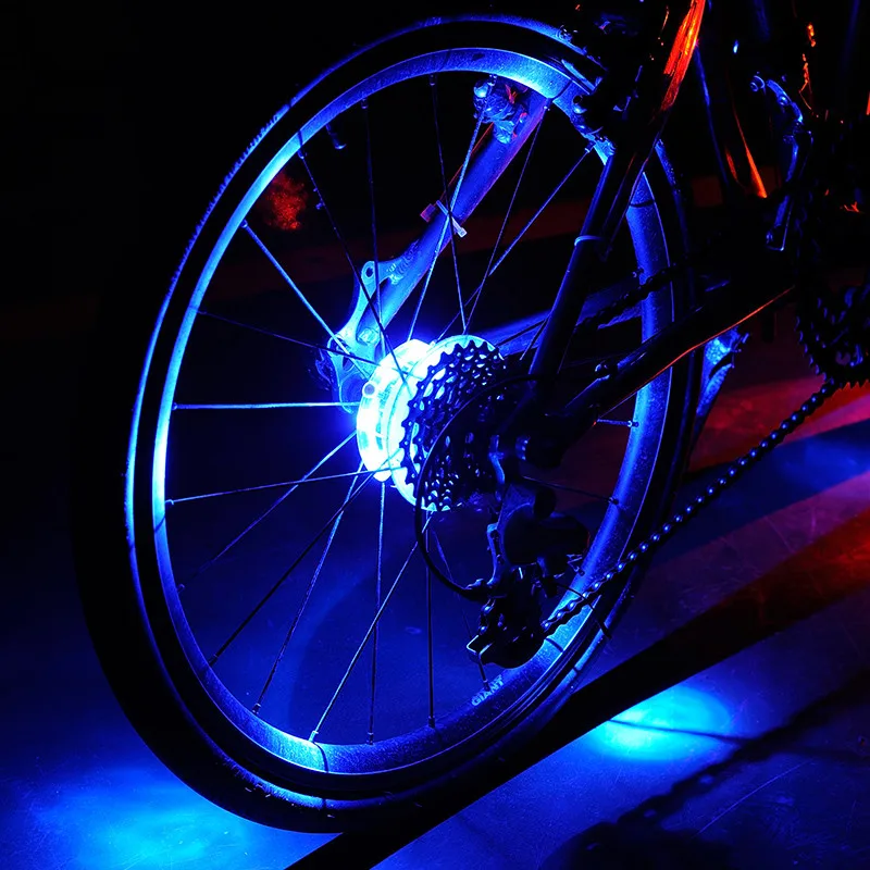 Bike LED Flower Drum Wheel Light Mountain Bicycle Front/Tail Hub Light Spoke Warning Lamp Night Riding Cycling Decoration Light