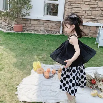 

2020 new girls 2 pcs set vest+wide pants fashion summer cotton girls suit 2-7 years HV367